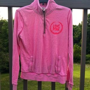 retro PINK VS half placket hoodie